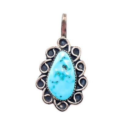 Sale Photo Thumbnail #128: Turquoise Pendant w/ Decorative Metal Frame
