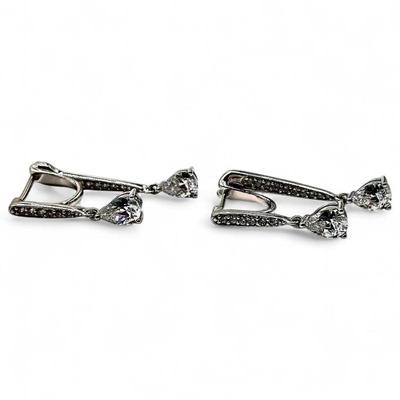 Sale Photo Thumbnail #11: Double Waterfalls Cubic Zirconia Silver 925 Drop Earrings