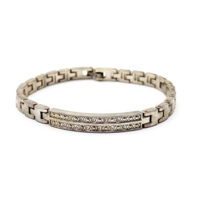 Sale Photo Thumbnail #256: Vintage Gold-Tone Link Bracelet w/ Clear Rhinestones