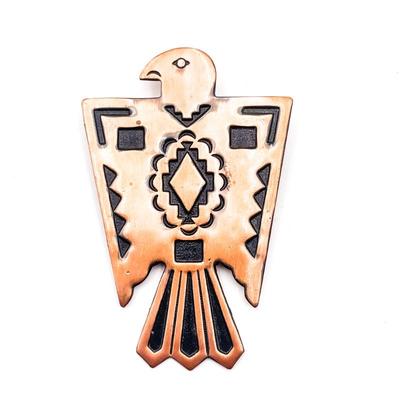 Sale Photo Thumbnail #127: Copper Thunderbird Pin w/ Southwestern Design by Bell Trading Post