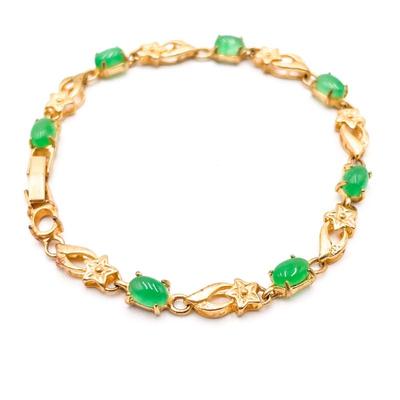 Sale Photo Thumbnail #251: Vintage Jade & Cubic Zirconia Bracelet in Golden White Bronze