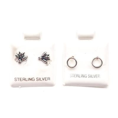 Sale Photo Thumbnail #150: Handmade Sterling Silver Bumblebee & Circle Stud Earrings