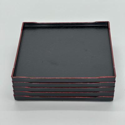 Sale Photo Thumbnail #300: Japanese-Style Black Lacquered Serving Trays, Set of 5
