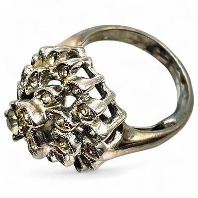 Sale Photo Thumbnail #39: Vintage Gold & Silver Tone Ring w/ Cubic Zirconia, Size 14