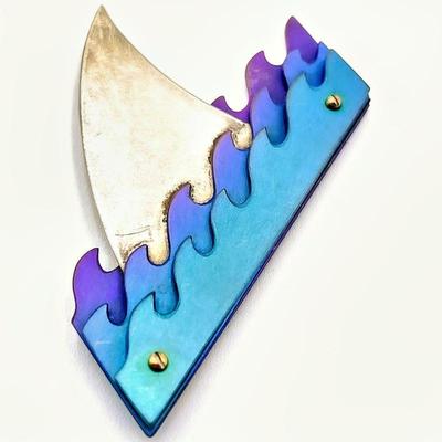 Sale Photo Thumbnail #55: QN Sterling Silver & Enamel Shark Fin Brooch