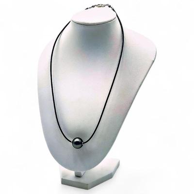 Sale Photo Thumbnail #37: Tahitian Black Pearl Necklace on Leather Cord