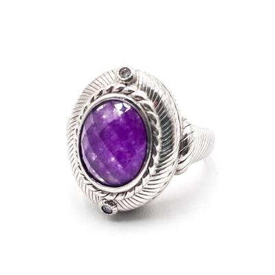 Sale Photo Thumbnail #79: Judith Ripka Sterling 925 Amethyst Oval Stone Ring