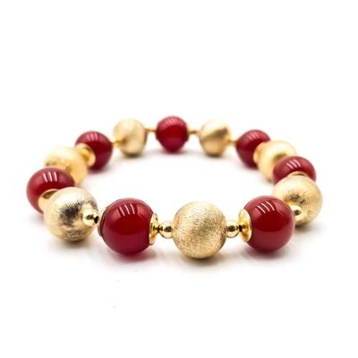 Sale Photo Thumbnail #193: Beaded Carnelian Agate Bracelet in 925 Silver