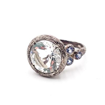 Sale Photo Thumbnail #176: Or Paz Sterling Silver 925 Tanzanite & Quartz Ring, Size 7
