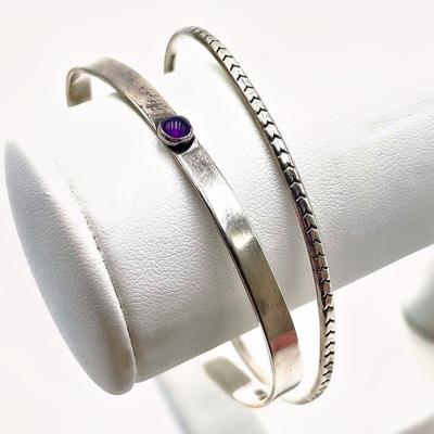 Sale Photo Thumbnail #43: Navajo Sterling Silver and Amethyst Cuff Bracelets
