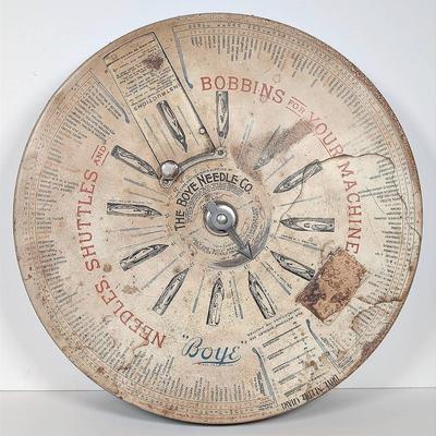 Antique Boye Needle Company Needles Shuttles and Bobbins Rotating Tin Display