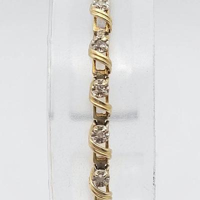 10KT Yellow Gold and Diamond Link Bracelet
