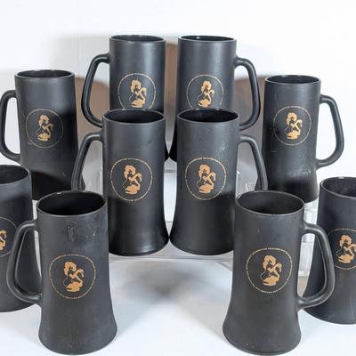 From Bunny Patsy's Collection | 10 Playboy Club Matte Black Glass Beer Mug with Bunny With Key Logo