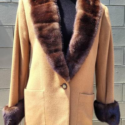 Vintage Joseph Bianco Custom Felt Blazer with Mink Collar and Cuffs