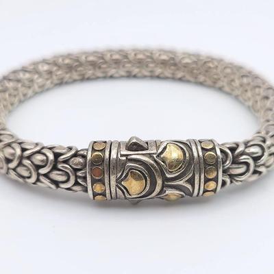John Hardy Two Tone Sterling and 18K Gold Legends Naga Scale Bracelet