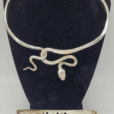 Limited Edition Sterling Silver Interlocking Snake Necklace by Clifton Nicholson Jr