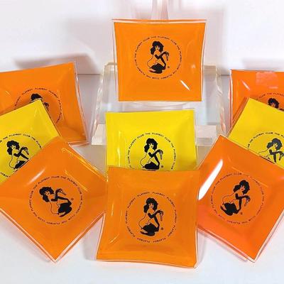 From Bunny Patsy's Collection | 1960s Orange and Yellow Playboy Club Ashtrays 