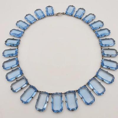 Antique Blue Czech Glass Necklace
