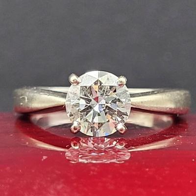14K White Gold 1.01 CT Round Brilliant Cut Solitaire Diamond Ring with GIA Diamond Grading Report
