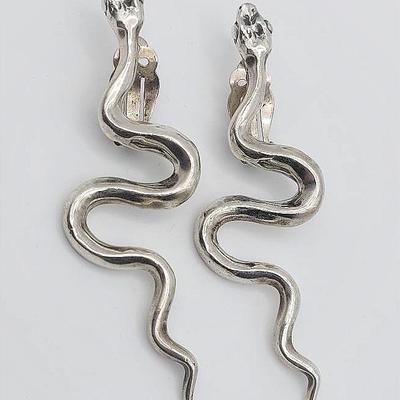 Sterling Silver Snake Clip On Earrings by Clifton Nicholson, Jr.