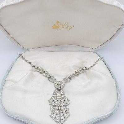 Vintage Lang Rhinestone Necklace with Original Box