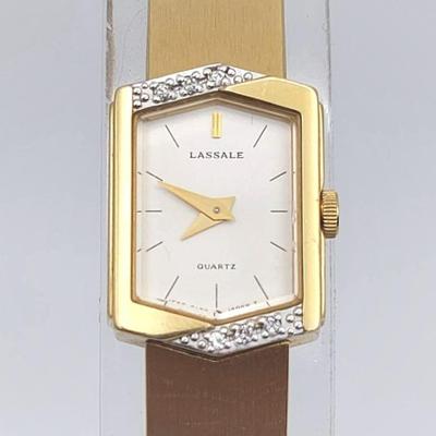 Ladies Vintage Seiko Lassale Diamond and Gold Plate Watch