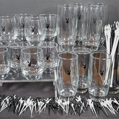 From Bunny Patsy's Collection | Playboy Club Glassware Kit | New Glasses, Picks and Stirrers