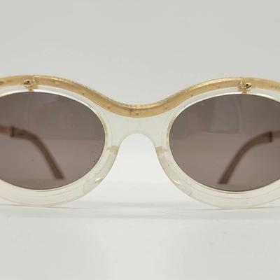 Jean Paul Gaultier Vintage Designer Sunglasses 56-7201 Translucent Honey Gold Oval 
