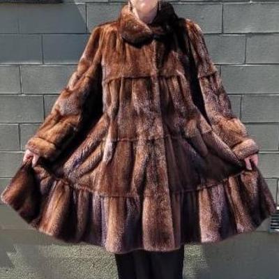 Luxurious Brown Mink Swing Coat by Quality Furs