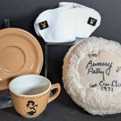 From Bunny Patsy's Collection | Original Playboy Club Issued Cufflinks | Cuffs | Cup & Saucer | Tail