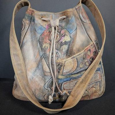 Vintage Jane Yoo Wearable Art Leather Handbag