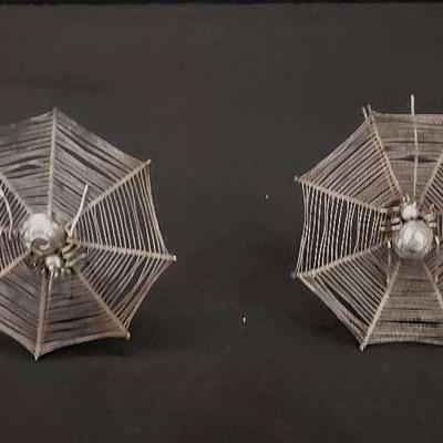 Antique Chinese Hairpins Silver – Spider and Web Motif, 