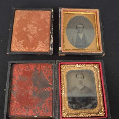 2 Antique Cased Portrait Photographs – Mid-19th Century (Ambrotype/Tintype)  Daguerreotype #1