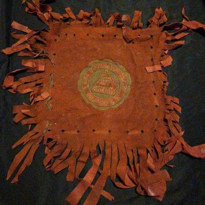 Rare 1950s Ohio State University Leather Game-Day Banner / Seat Cover 