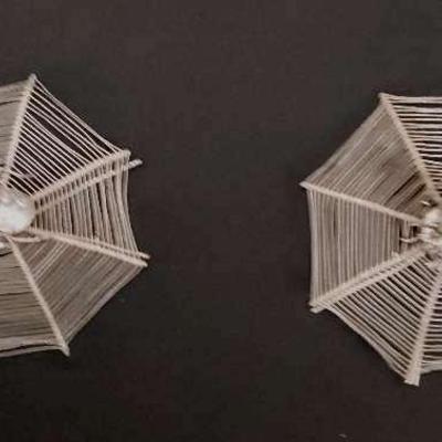 Pair of Antique Chinese Hairpins – Silver Spider &Web 