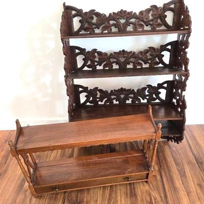 Pair of Vintage Wooden Wall Shelves  