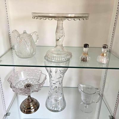Vintage Crystal, Cut Glass, Cake Plate, Vase +