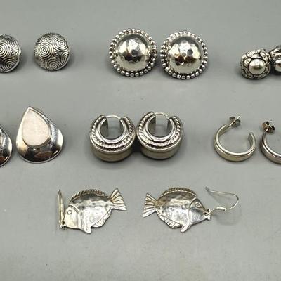 Sterling Silver Earrings - Seven Pair