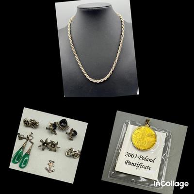Mixed Sterling Silver Lot And Poland Pendant With 14k Bezel