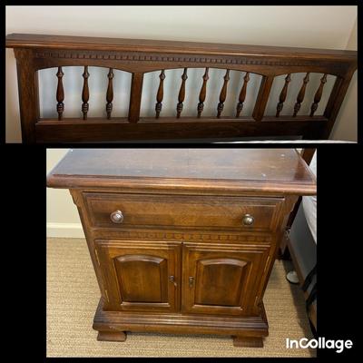 Ethan Allen Queen Headboard & Nightstand