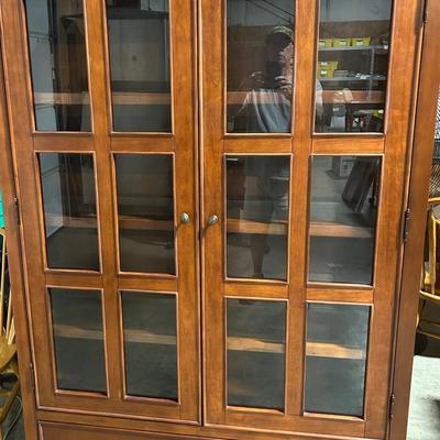 Tall Wood & Glass Display Cabinet 
