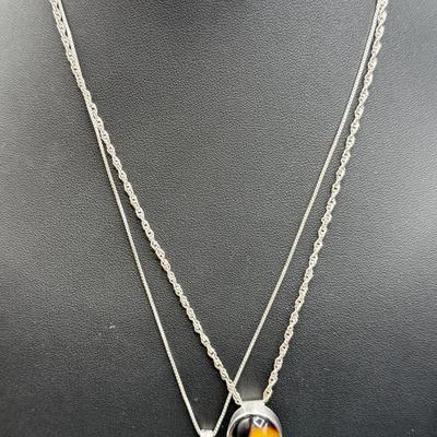 Six Sterling Silver And Pendant Necklaces 