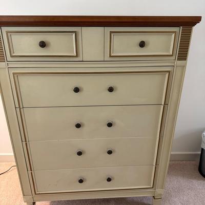 Cream Colored Dresser With Darker Wood Top