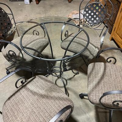 Chromecraft Round Glass Top Metal Dining Table 4 Chairs 