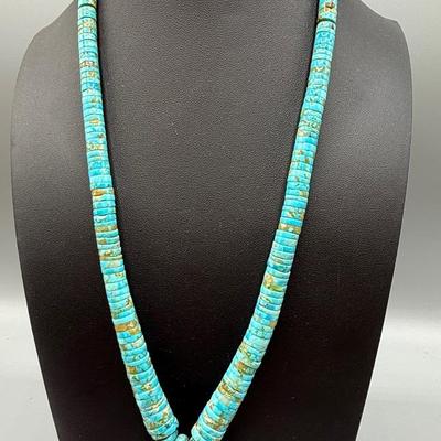 Native American Turquoise Graduated Beaded Necklace 