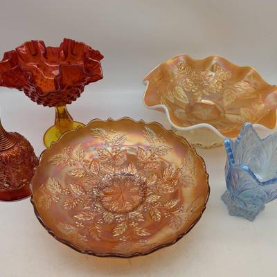 Carnival & Colored Art Glass Lot