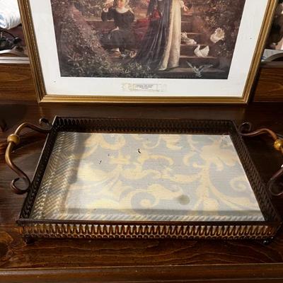 Feeding The Doves Print and Vintage Tray