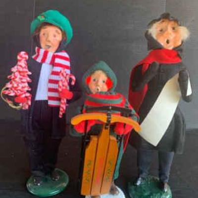 Kg131 byers choice carolers, candy cane, snow day kid & ichabod