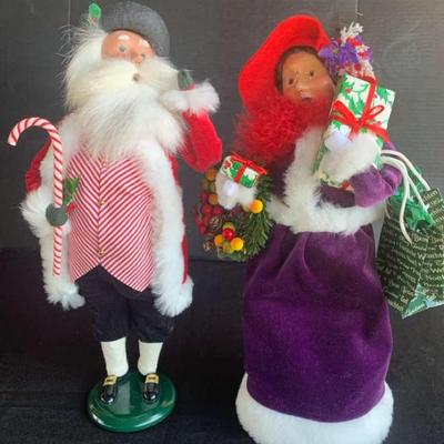 Kg130 byers choice peppermint santa & lady with red hat