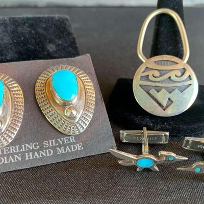 Kg107v native american cufflinks and keychain